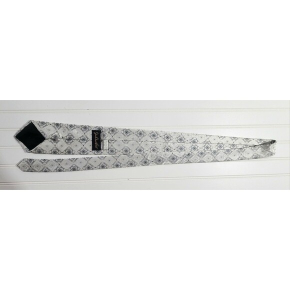 Jean Claude Vidal Handmade Neck Tie Silver & Black Geometric Classic 59" - Picture 10 of 11